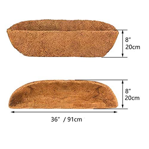 2pcs Trough Coco Liner 36 inch Wall Planter Replaceable Coco Liner for Window Box, Fence Flower Baskets - size: 36 in -2pcs