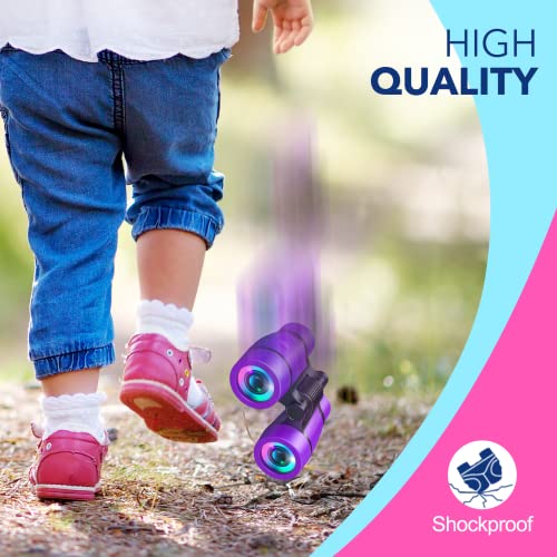 Girls Toys Age 3-7: LET'S GO! Compact Bird Watching Binoculars for Kids Ages 3 4 5 6 7 Year Old Girl Boy Gifts Idea Outside Travel Educational Toy for Kid Preschool Toddler Stocking Stuffers - color: Purple