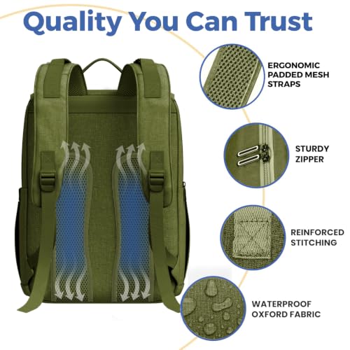 Baby Diaper Bag Backpack - Large Bag for Boys & Girls, Waterproof Diaper Backpack - Baby Shower Gifts for Boys - Toddler Diaper Bag with Changing Pad - Large Capacity, Wide Opening Easy Access - color: E. Army Green, style: Classic