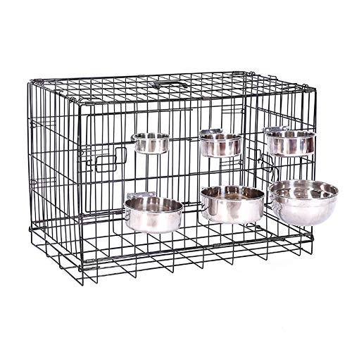JiangYanus Stainless Steel Hanging Pet Bowls, Dog Crate Food and Water Bowl | Metal Coop Cups with Clamp Holder Detachable Cage Kennel Bowl Feeder Dish for Dogs Cats Birds Ferret Rabbit and Small Animals - color: 3.9" x 1.8"