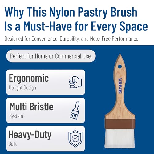 SPARTA Flat Nylon Pastry Brush – 4039900 Pastry Brush for Baking with Hardwood Handle and Nylon Bristles for Kitchens, Restaurants or Catering, 4in - size: 4" Wide Brush