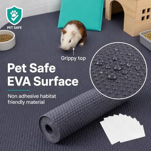 LUFTPETS Waterproof Guinea Pig Cage Liner Roll, 18x79 Cut to Fit Any Cage | Leakproof EVA Base Under Fleece, Litter Boxes or Reptile Tanks. Non-Slip, Reusable, Wipe Clean