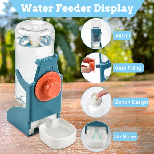 Hamiledyi No Mess Bird Feeders Water Dispenser Set Parakeet Seed Container Automatic Cage Feeder with Perch Transparent Cage Accessories for Budgies, Parakeets, Canaries, Lovebirds, Finches - color: Green + Drinking Bottle + Perch
