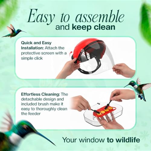 HummViewer Wearable Hummingbird Hat Feeder - Humm Viewer Mask, Helmet Feeder for Head with Face Shield, Bird Viewing Experience for Men & Women Includes Expert Guide