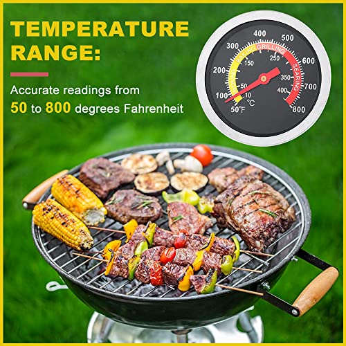 2-3/8" Face 800F Charcoal BBQ Thermometer,2PCS Barbecue Temperature Gauge | Outdoor BBQ Temperature Gauge,For Pizza Oven Cooking Barbecue Charcoal Grill Smoker Thermometers - size: 2 3/8 inch