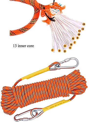 X XBEN Outdoor Climbing Rope 10M(32ft) 20M(64ft) 30M(96ft) 50M(160ft) 70M(230ft) 152M(500FT) 352M(1000FT) Static Rock Climbing Rope for Escape Rope Ice Climbing Equipment Fire Rescue Parachute - color: Orange, size: 1/3 Inch x 1000 Feet