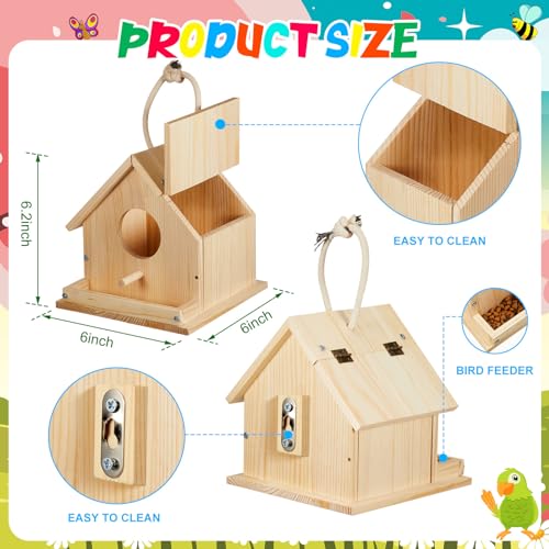 Liliful 4 Sets Wooden DIY Birdhouse Kit, Unfinished Bird Houses with Paints and Paintbrushes, Bird Feeder Craft Arts for Kids Ages 4-8, 8-12, Classroom Activity and Adults Wooden Craft Gifts