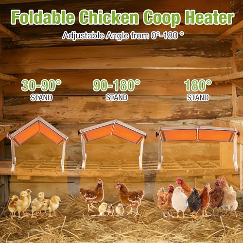 GUTINNEEN Chicken Coop Brooder Heater with UL Certified Overheat Protection, Temperature Control, Safe and Energy-Efficient 120W Heat Plate for Chicks, Adjustable Height, Timer, 22.4" x 11.8", Nature - color: Brown
