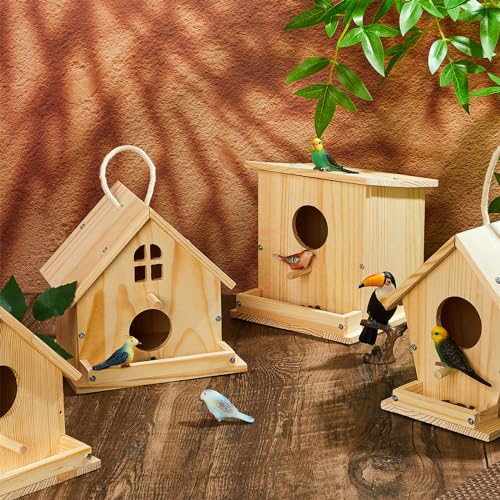 Liliful 4 Pack Bird House Kits for Kids, Wooden DIY Birdhouse Kit to Build and Paint, Birdhouse Craft Kit, Classroom Arts and Crafts Gift for Kids Ages 4-8 8-12 Boys Girls (Seasonal Style) - color: Seasonal Style