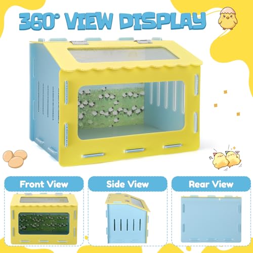 BreezeHug 15.7 x 11.8 x 11.8 in Brooder Box Kit for Chick Quails with Heated Lamp Digital Temperature Controller Cleaning Tool Kit Stickers Brooder Box for Chickens Ducks Quails Hamsters Rabbit Lizard
