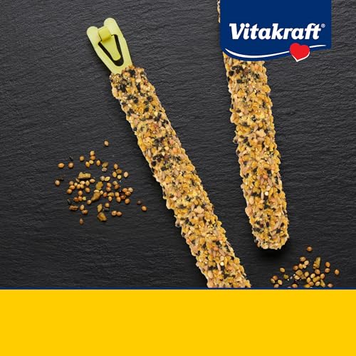 Vitakraft Crunch Sticks Parakeet Treats Egg and Honey Flavor 2 Pack - Long Lasting Seed Stick with Natural Wood Center Clip Holder and Nutritious Ingredients for Happy Engaged Birds - size: 0.7 Ounce (Pack of 2)
