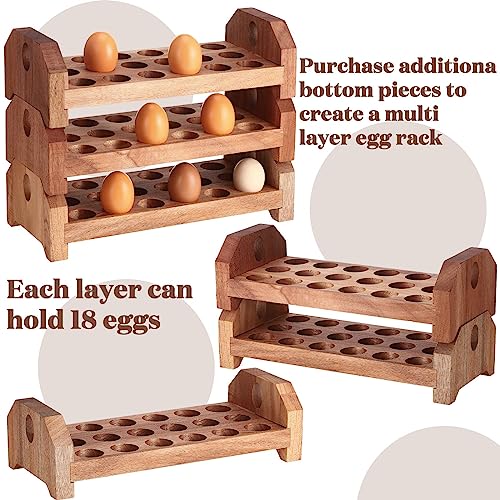 Patelai 3 Tier 54-hole Wooden Egg Holder Countertop Stackable Egg Storage Trays Organizer Eggs Container Rack for Rustic Home Kitchen Easter Decoration