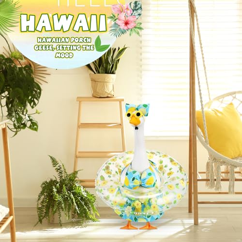 Bikini Porch Goose Outfits with Sunglasses and Swimming Tube for 23" Summer Goose Costume Garden Patio Statue Decor(Lemon) - style: Lemon