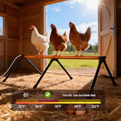Heated Chicken Perch, Prevents Frozen Toes, Chick Warm Coop Accessories | Heated Roosting Bar for Chickens|Adjustable Temperature Heating Post for Chicken| Warming Chick Heater 2 Sections