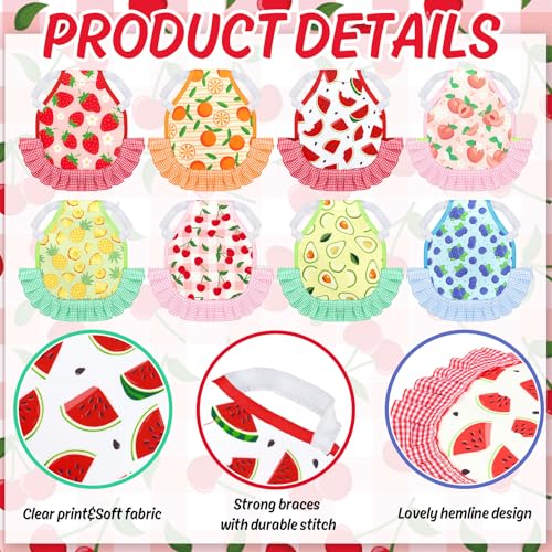 Whaline 8Pcs Chicken Saddles for Hens Summer Fruit Theme Chicken Apron with Elastic Straps for Poultry Protector Wing Back Feather Fixer Supplies