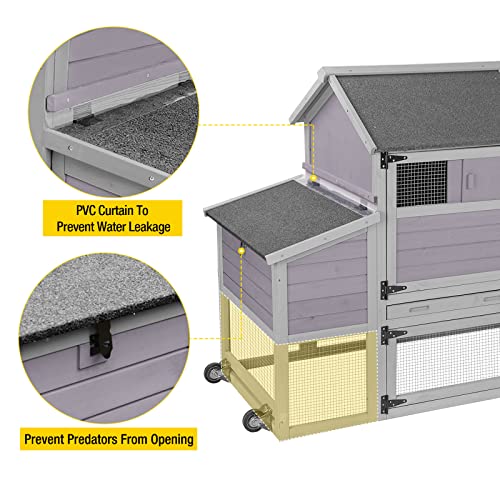Chicken Coop with Two Houses and Run Double for 4-8 Chickens Wooden Chicken House Poultry Cage