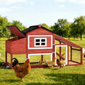 GUTINNEEN Large Chicken Coop with Wheels, Expandable Mobile Chicken House for Outdoor Use, Hen House Poultry Cage with Nesting Box, Leakproof Pull-Out Tray & UV-Resistant Roof – Red - color: (Red)