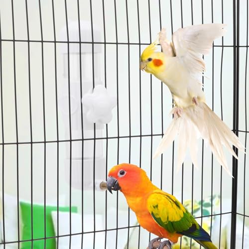 Wontee Bird Water Dispenser Parrot Waterer Automatic Bird Water Feeder for Medium Birds Cockatiel Conure Caique (White (6.8oz)) - color: White (6.8oz)