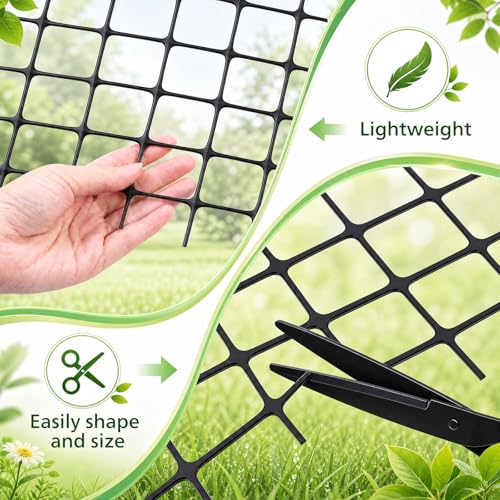 Windyun 2 Roll Plastic Mesh Fence, Black Safety Temporary Garden Fencing Animal Barrier Netting for Animal Deer Rabbit Chicken Dog Poultry Construction Snow Fence Patio(50 ft) - size: 50 ft
