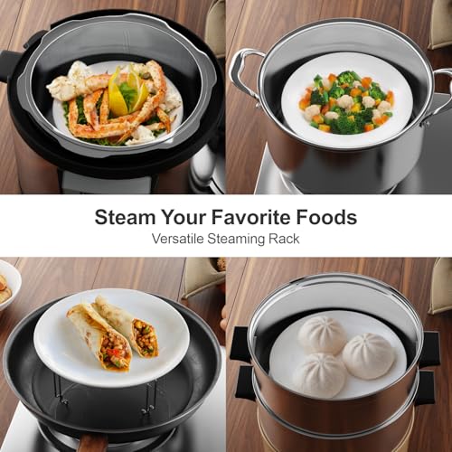 Instant Pot Egg Rack - Stackable 18 Egg Steamer, for 6/8 Qt Cooker | Stackable 18 Egg Capacity, Silicone Handles, 304 Stainless Steel, Easy Lift for 6/8 Qt Pressure Cooker, Dishwasher Safe - color: Silver with Handles-2 Pack