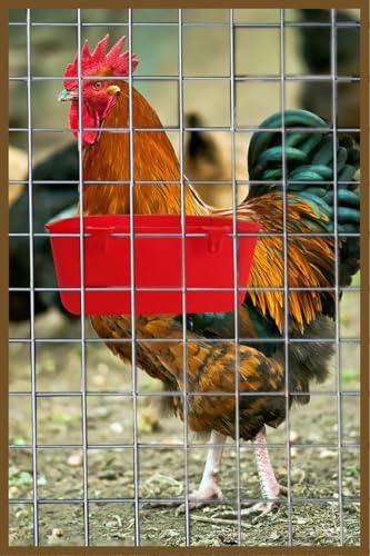 20 Pcs 25 fl.oz Durable Pet Feeder Bowls for Bird, Hamster, Rabbit, Chicken, Cat, Puppy Chicken Water Cups Hanging Rabbit Feeders for Cages Bird Dishes - size: Red 25 OZ Pack of 20