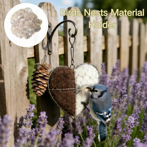 Handmade Fiber Bird Nesting Heart, Birds Nests Material Holder, Outside Winter Tree Shelter for Wild Bird,Hummingbird Nest Boxes for Outside, Gardens, Courtyards, and Outdoor Bird Shelters