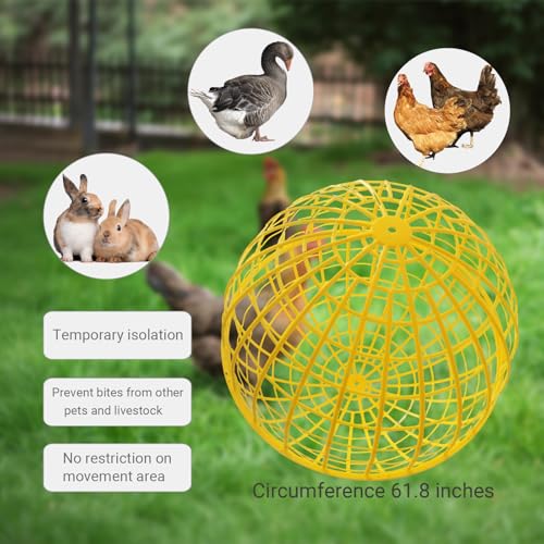 CalorMixs19.6 Movable Ball-Shaped Animals & Poultry Cages,Pet Safe Walking Net, Farm Courtyard Outdoor Accessible Rolling Rabbit Duck Hutch Chicken Coop,Preventing Dog Bites Trampled by Horse(1 PC) - color: Yellow