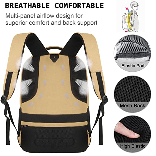 Laptop Backpack,Business Travel Anti Theft Slim College Backpack | Water Resistant Durable Computer Bag Gift for Women & Men Fits 15.6 Inch Laptop and Notebook - Khaki - color: Khaki, size: 15.6 Inch, style: Laptop