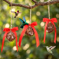 Hummingbird Nesters, 3 Pack Bird Nesting Material Holder with Bow, Refillable Hummingbird Nesting Balls for Wild Birds Finch Wren Garden Outdoor Gift Decoration