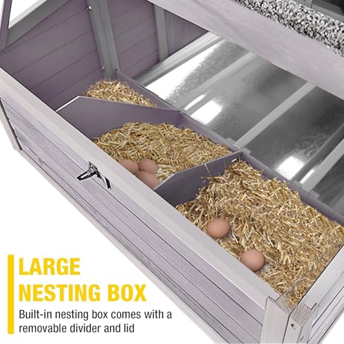 Aivituvin Large 48.6" Chicken Coop with Wheels - Weatherproof Wooden Hen House for 4-6 Chickens, Includes Large Nesting Box & Easy-Clean Tray - size: 48.6"L x 41.0"W x 51.2"H