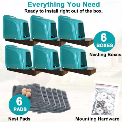 Chicken Nesting Boxes Chicken Laying Boxes with Egg Roll Out Nesting Boxes for Chickens Coop Nest Box Large, Easy to Install, Waterproof and Durable (Green, 6 Pack) - color: Green, size: 6 Pack