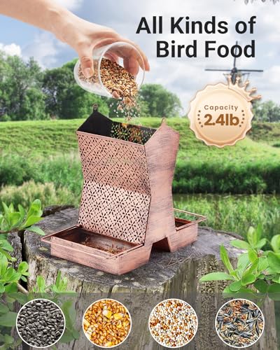 HouseSapp Bird Feeders for Outdoors Hanging - 2.4 LBs Metal Bird Feeder, House Shape Birdfeeders Attracting Wild Birds for Outside, Yard, Garden Decoration, Heavy Duty Platform