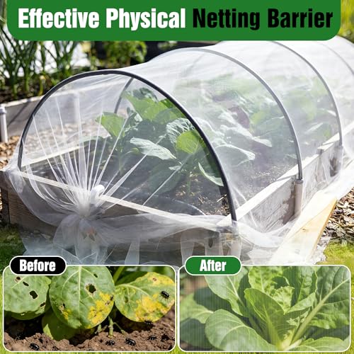 10 X 50FT Garden Mesh Netting Ultra Fine Mesh Netting Pest Barrier, Insect Bug Bird Netting for Vegetables Fruit Flower Garden Protection, Thickened 60 Mesh Row Covers Fabric Screen from Birds Bugs - size: 10FT X 50FT