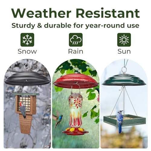 Kingsyard Metal Squirrel Baffle for Bird Feeders Hanging, Rain Guard Cover | 11 in, Chew-Proof & Squirrel-Proof, Ready to Use, Fits Most Feeders Outdoors, Weatherproof, Easy to Clean, Red - color: Red