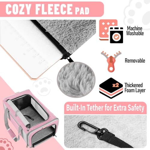 GAPZER Large Cat Carrier Soft, Collapsible Travel Pet Carry Bag, Small Dogs | Big Kitten Cat 20lbs Mainecoon, Top Open Travel Shih-Tzu Pet Kennel, Yorkie Small Dog 10 Pounds, 18x12x12, Durable Cloth Pink - color: Pink
