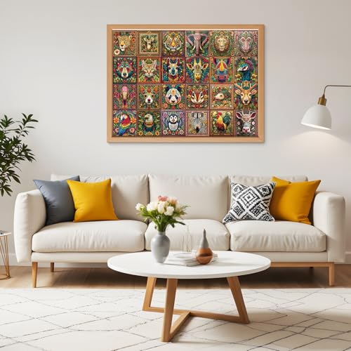 500 Piece Puzzles for Adults, Beautiful Wild Animals Puzzle | Recycled Cardboard Birds Eagle Puzzle 500 Piece, Challenging Game Home Decor Birthday Party Gift Toy for Adults Seniors - style: Woven Animals