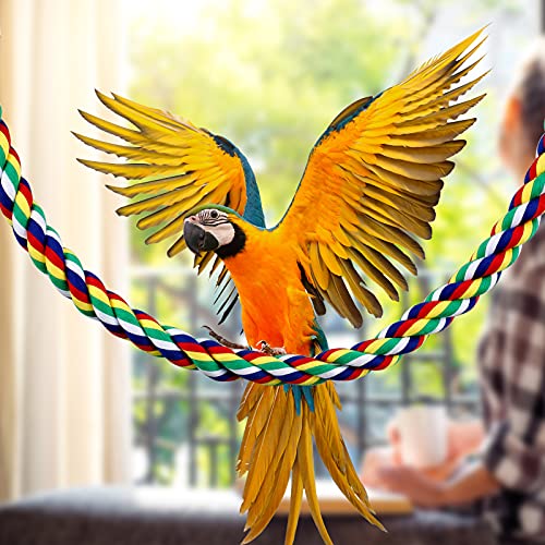 Weewooday 2 Pcs Bird Rope Perches Climbing Rope Bird Cage Accessories for Parrots, Parakeets, Cockatiels, Conures(21.6 Inch) - size: 21.6 Inch