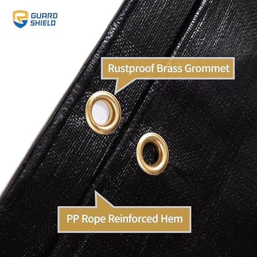 GUARD SHIELD Extreme Heavy Duty Black Poly Tarp 18x24 Feet Cover Waterproof Tarps 20mil Thick UV and Tear Resistant Tarpaulin - color: Black, size: 18x24