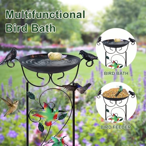hogardeck 2 Pack 35” Metal Bird Bath with Garden Trellis for Climbing Plants Outdoor, Vintage Hummingbirds Decorative Birdbath, Garden Decor Metal Plant Support for Climbing Flowers - style: 2 Packs