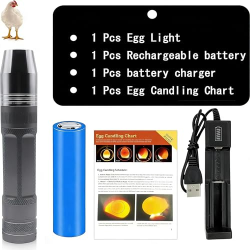 Egg Candler for Chicken Eggs, Rechargeable USB Egg Candling Light | High-Intensity Egg Candler Tester for Dark Eggs, All Chicken, Duck, and Quail - color: Dark Silver