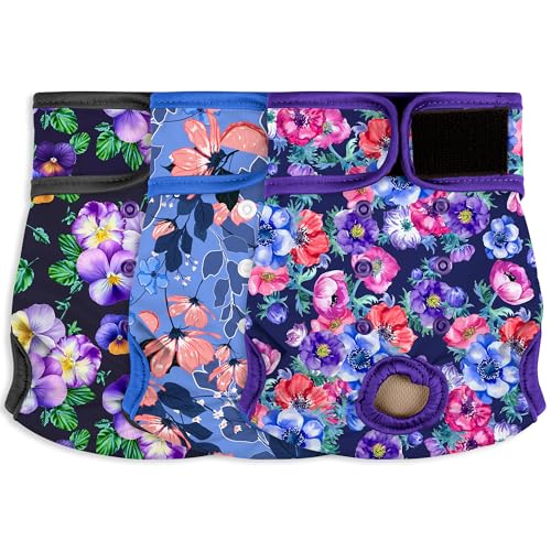 Female Dog Diapers - Premium Reusable Diapers for Doggie in Heat - Highly Absorbent for Pet Incontinence with Adjustable Snaps Rose Flower, S - color: Rose Flower, size: Small（New Born-11.5“Waist）