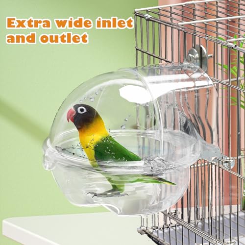 kathson Bird Bath Box for Cage Parakeet Bath Tub Parrot Hanging Bathtub Cube No-Leakage Birds Bath Shower Box Bowl Cage Accessory for Small Birds Lovebird Canary Cockatiel, Acrylic Clear(Transparent) - size: 【White：1PcsType2】