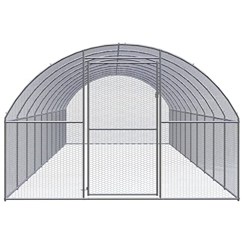 9.8x9.8x6.6 ft Galvanized Steel Large Chicken Coop for Chickens Ducks Goats Easy Assembly Pet Enclosure Backyard Farm - color: Silver-A, size: 9.8 x 9.8 x 6.6 ft (W x L x H)