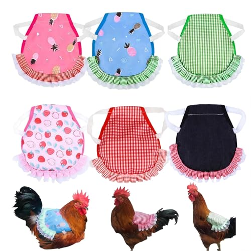6pcs Chicken Saddles for Hens Protection - Hen Apron, Poultry Saver, Protector, Sweater, Vest, Clothes
