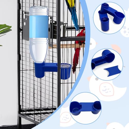 kathson 20 Pcs Bird Drinker Feeder Plastic Soda Pop Water Bottle Cup Ideal for Chicken Pigeons Birds Feeder Trough Animal Feeding Accessories (Blue) - color: Blue