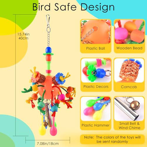 KATUMO Bird Toys, Parrot Toys Parakeet Foraging Shredder Hanging Toys Bird Ball Treats for Conure Mini Macaw Cockatiel Lovebird Small-Medium Birds - style: Orange