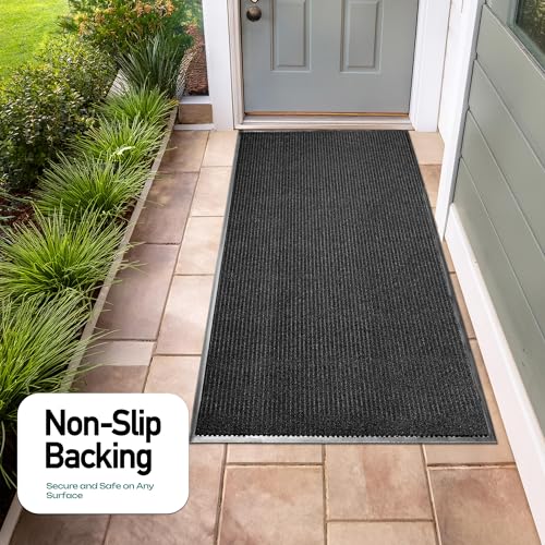 MaxMat® Extra Large Commercial Floor Mat, 3 x 5 Feet Heavy Duty, Waterproof, Low-Profile, Easy to Clean, Rubber Entry Mat (RIB0035BL, Black) - color: Black, size: 3 x 5 feet