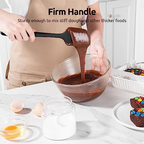 U-Taste 600℉ Heat Resistant Food Grade Silicone Cooking Egg Turner Set of 2, and 600ºF Heat Resistant 11.38in Flexible Non-Stick Spatula & Spoon Spatula Set of 2 (Black)