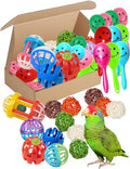 23-Pack Bird Toys for Parrots – Natural Rattan and Plastic Bell Balls | Safe, Fun Cage Decor, Foot Exercise, 1.6 in - 2.8 in - size: 1.6'' - 2.8''