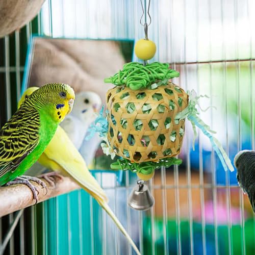 Bird Toys for Conures Parakeet, Birds Cage Accessories, Bird Shredding Foraging Toys for Cage - color: BellBall